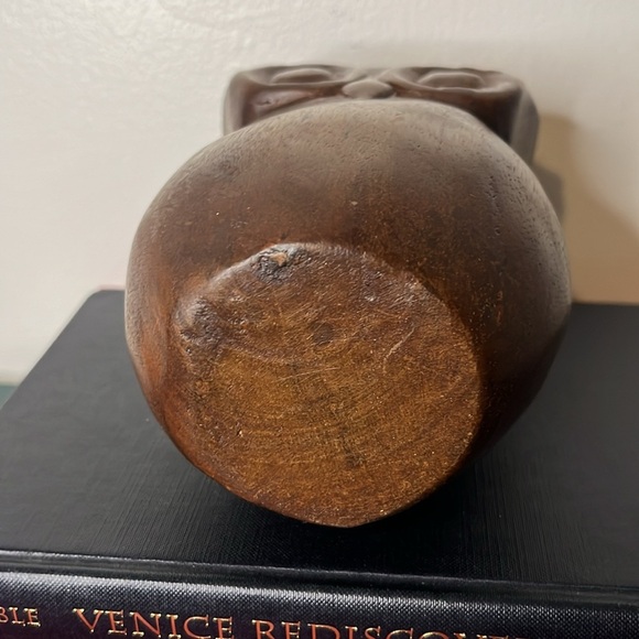 Hand Carved Solid Wooden Vintage Brown Great Horned Owl - Picture 6 of 7